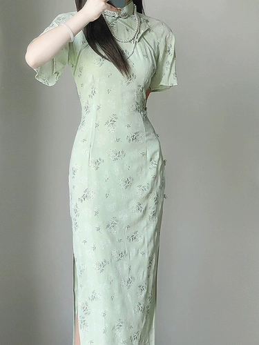 Летнее ципао, легкое длинное платье, юбка, китайский стиль, 2025 года, светлый стиль