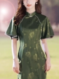 Новая старая Шанхайская перевернутая большие рукавы Cheongsam Summer улучшенная девочка темперамент молодой ежедневной ниша ретро -республика