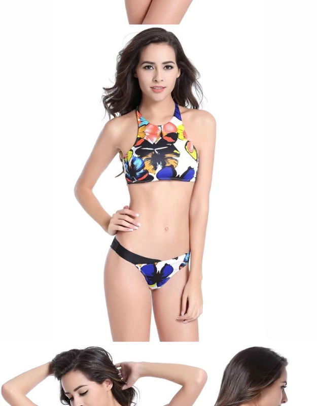 2018 mới chia tay áo tắm nữ ngực nhỏ thu thập hoa văn trở lại gợi cảm bikini ba điểm bikini áo tắm áo bơi cho người béo