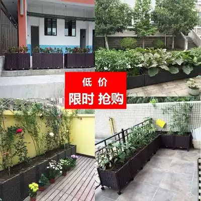 Balcony bonsai carbonized anticorrosive wood box fence planting flower garden table flower box plastic wood artifact tools outdoor window sill