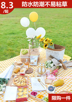  Foldable moisture-proof childrens lawn beach cloth defense meal cloth picnic mat ins wind package portable field cloth thickened