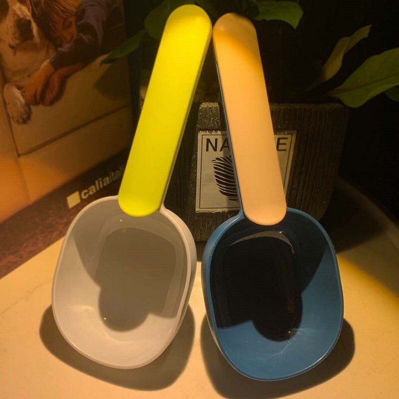 Pet cat food dog food spoon long handle cute sealing clip food shovel cat food bag clip shovel food spoon supplies