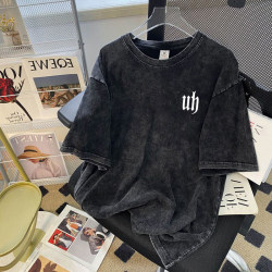Men's Short-Sleeve T-Shirt, Summer 2026 New Trendy Style, Loose American-Style Heavyweight Pure Cotton, Washed and Vintage-Look Top