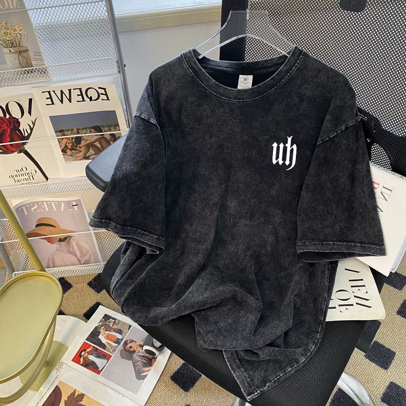 Men's Short-Sleeve T-Shirt, Summer 2026 New Trendy Style, Loose American-Style Heavyweight Pure Cotton, Washed and Vintage-Look Top