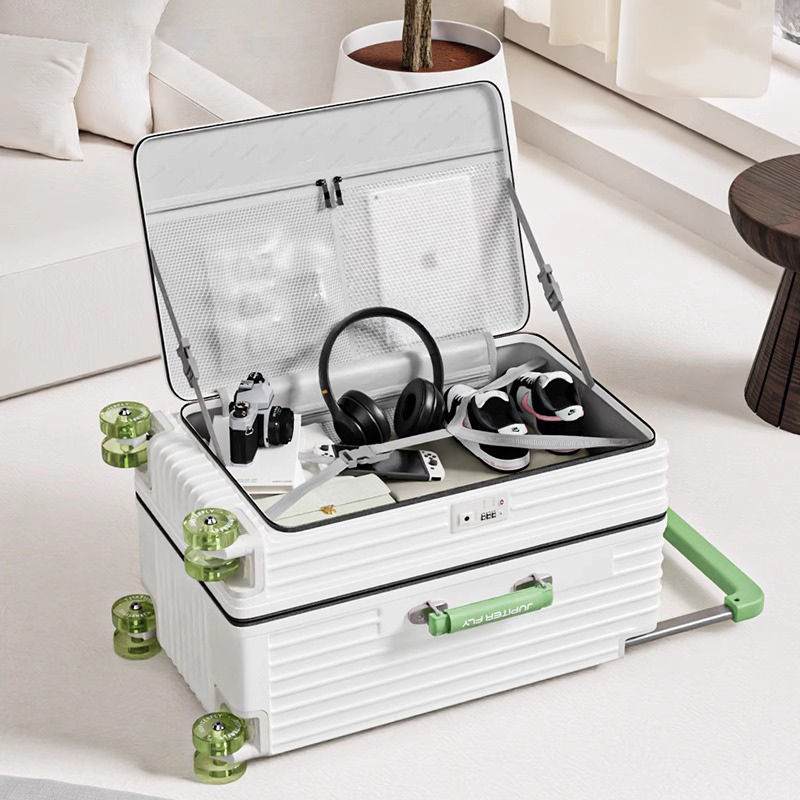 Coolzok Side-Opening Suitcase for Women, Expandable Trolley Case, 20inch Carry-On Luggage, Large Capacity Password Lock Box 30