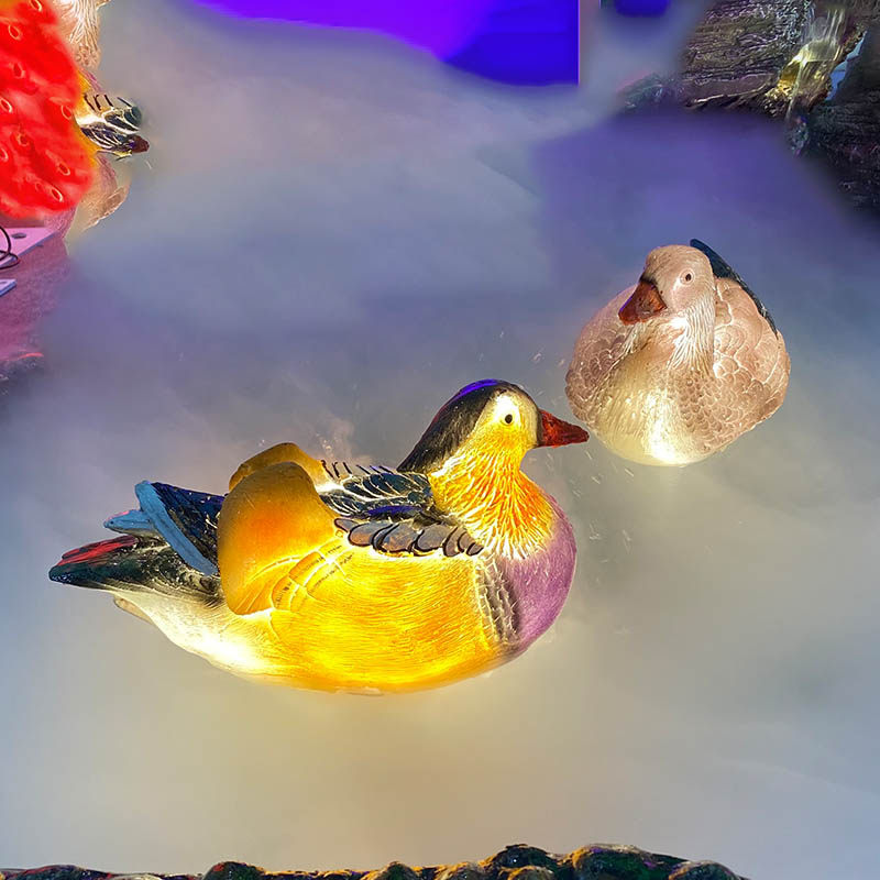 Pool decorative ornaments luminous mandarin duck lights 1 pair of glass fiber resin material rockery fish pond landscaping led landscape lights