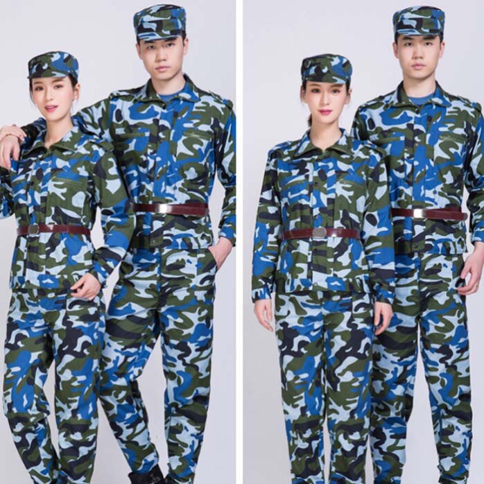 New short-sleeved military training uniform suit male college students summer thin section men's military fan outdoor mud spot camouflage overalls