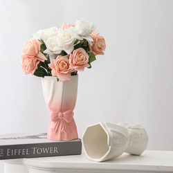 European-Style Hand-Held Flower Vase Ornaments, Home Living Room Art Flower Arrangement Device, Rose Artificial Flower Hydroponic Table Decorations