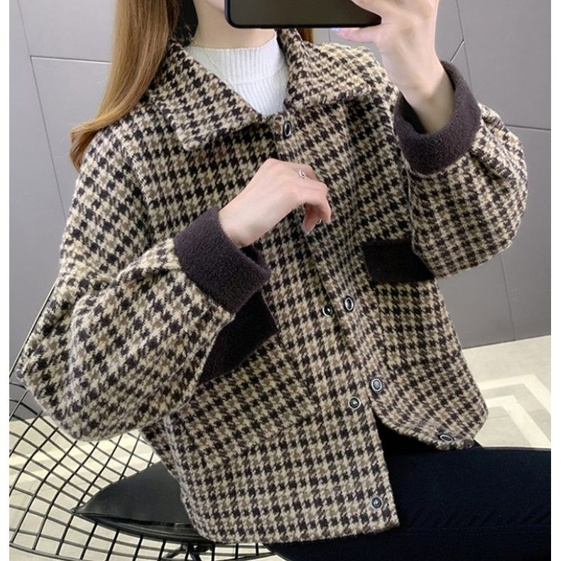 Factory Direct Sales at a Loss, Cheap 2023 New Style Chanel-Inspired Women's Plaid Coat, Popular Autumn and Winter Tassel Woolen Coat
