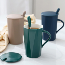 Ceramic Cups Creative Personality Trendy Mark Cup with lid spoon Drink Drink cup Home for men and women Cups Coffee Cup