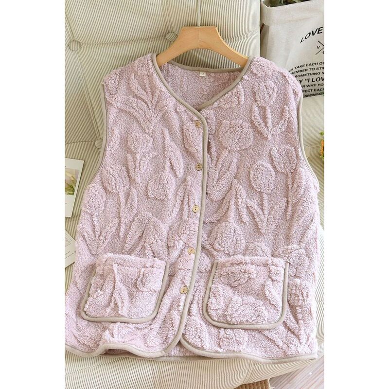 Flannel Vest Top for Autumn and Winter, Thickened and Warm Coral Fleece Women's Single-Piece Vest, Home Wear, Fleece Pajamas