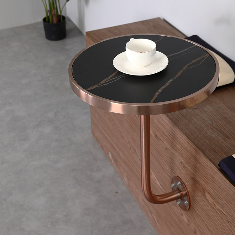 Nordic light luxury milk tea shop leaning against the wall marble table hi tea cafe card seat leisure solid wood small round table for 2 people