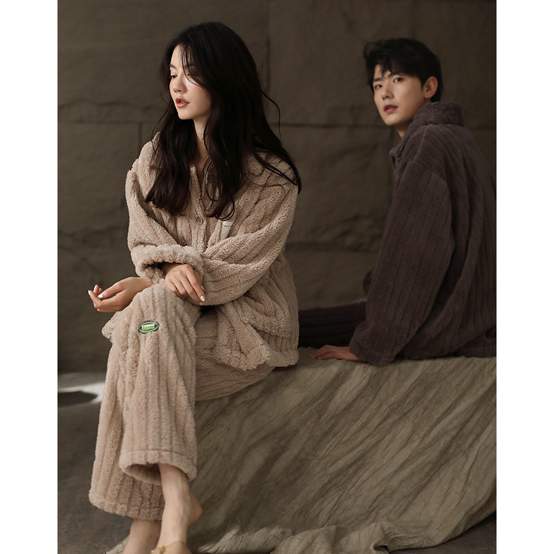 Lovers pyjamas Coral Suede Autumn Winter Thicken Warm Flannel Suede Men's Home Conserved Outwear Plus Suede Suit
