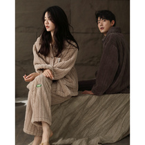 Lovers pyjamas Coral Suede Autumn Winter Thicken Warm Flannel Suede Mens Home Conserved Outwear Plus Suede Suit