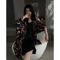 Nightdress Women summer 2021 new pajamas Ice Silk robe coat seven-piece sleeve loose long skirt home clothes two-piece