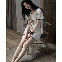 Pajamas women 2021 new summer jacquard cotton short sleeve thin home clothes women Summer simple two-piece set