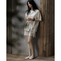 Pajamas women 2021 summer new jacquard cotton short-sleeved home wear Women thin casual summer two-piece set