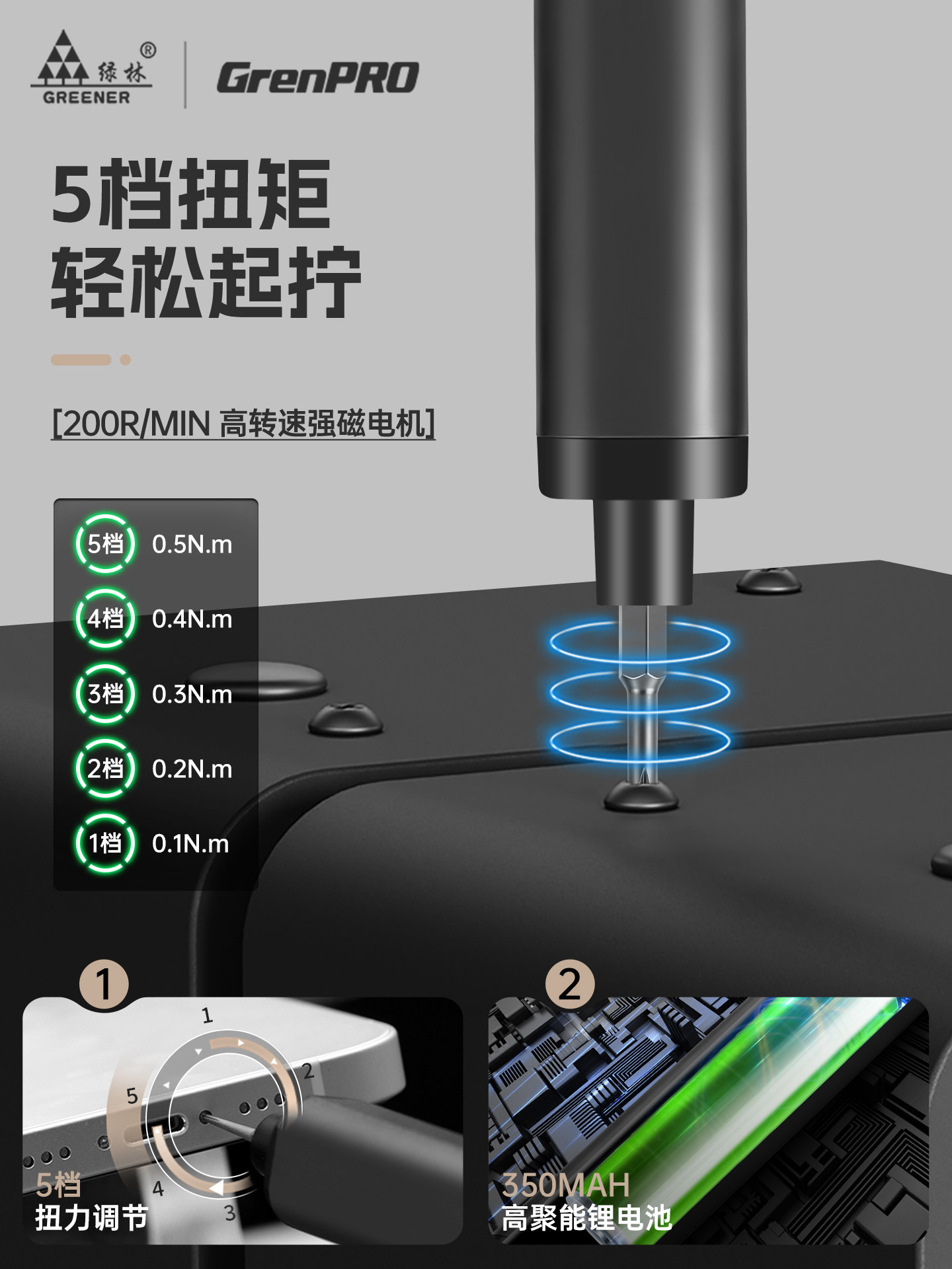 Green Forest Electric Screwdriver Small Household Rechargeable Disassembly Precision Screwdriver Set Multifunctional Lithium Electric Screwdriver