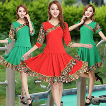 Liping Square Dance Costume Middle Aged Mother Summer Dress Suit National Wind Suit Women Summer Milk Silk Big Swing Dress  