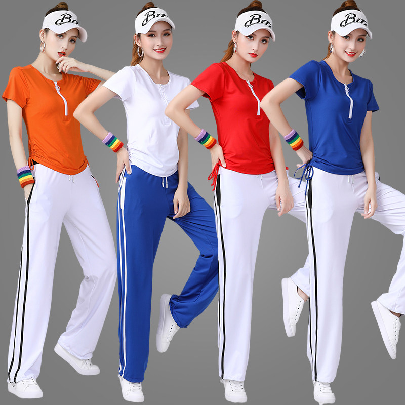 Liping square dance clothing dance fitness exercise suit women's sportswear new summer dress ghost dance clothes short sleeves  