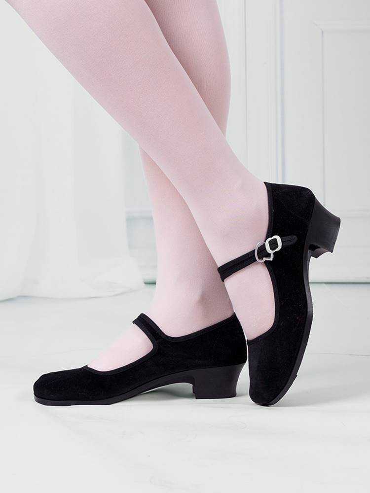 Dance Heel Shoes women's exam Grade Skill Down Cloth Black Heel Shoes Children Folk folk Shoots Shoes Tibetan Dance Special children-Taobao