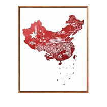 Digital oil painting diy coloring patriotic party building figures landscape National Day red theme hand-painted oil hanging painting