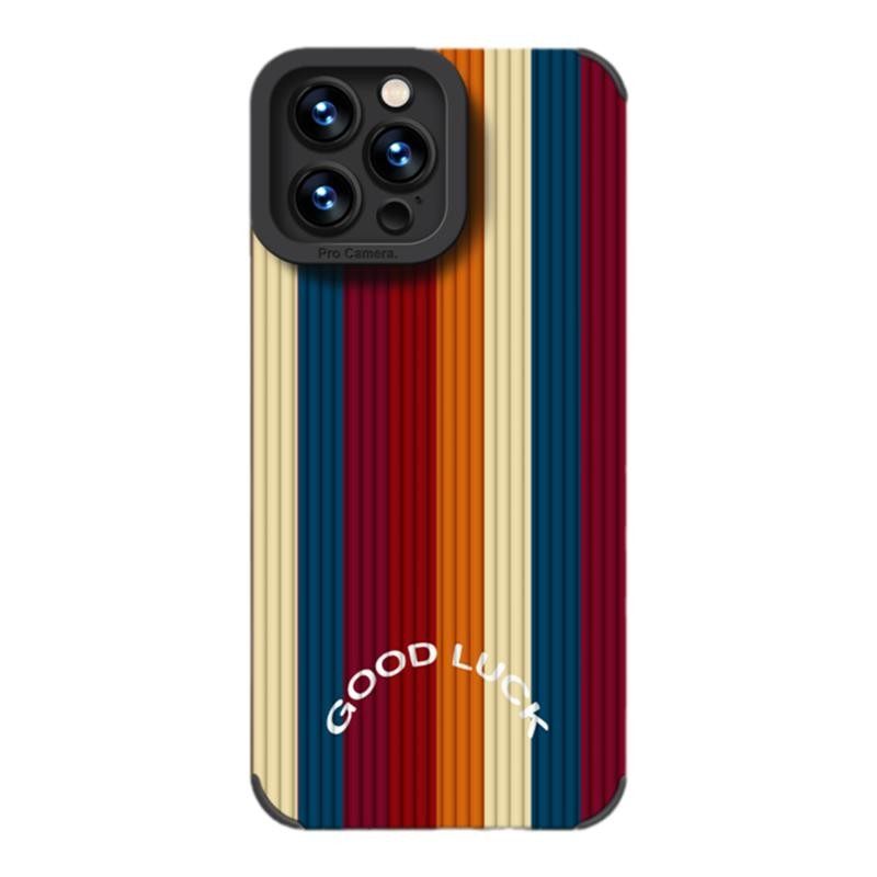 Rainbow Stripe Case Suitable for Apple 16 Pro Max, iPhone 14 Pro Trendy Men's New Model 13, High-End 12 Pm Toothpick Pattern 11, Anti-Drop XS Lens Full Coverage Max Silicone Women's 15 Plus Soft Case