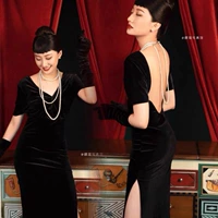 Бархатное платье, перчатки, ожерелье, 22 размер