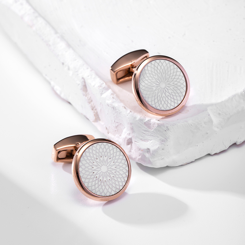 British RT Cuff king Tateossian chi engraved with white pearls Bedmother men's French style lined sleeves clasp-Taobao