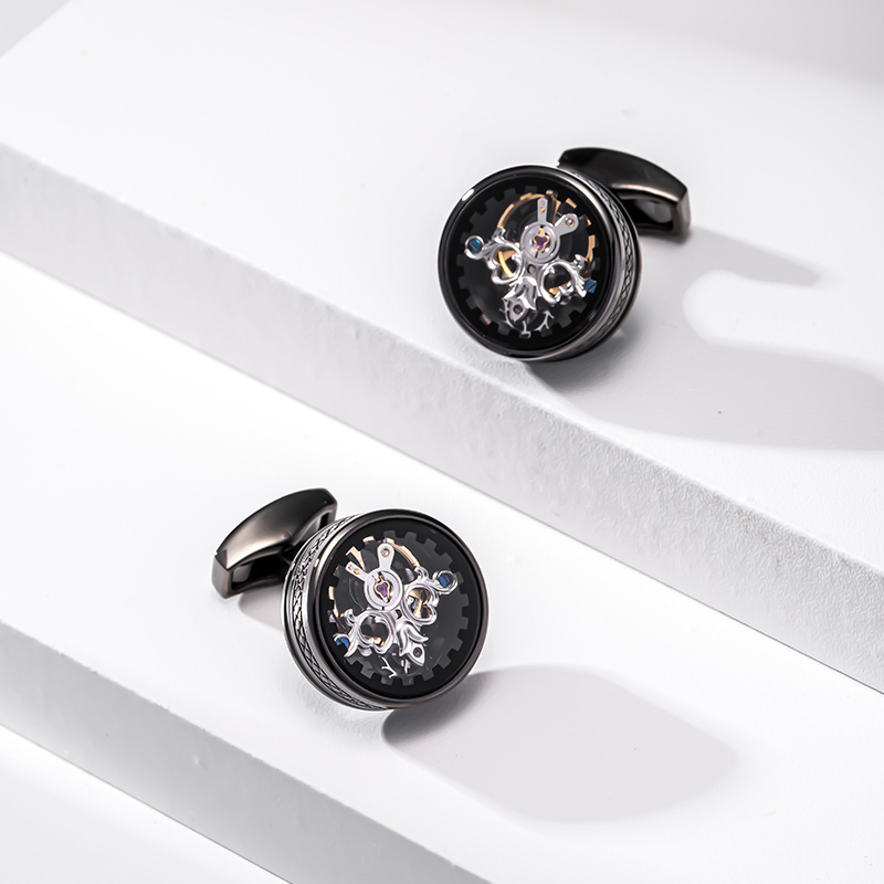 British Tateossian Rt Round Tourbillon Cufflinks Men's French Shirt Light Luxury Cuff Pins Men's Gift