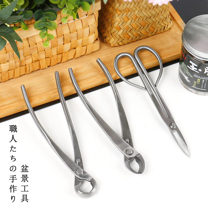 不锈钢盆景修剪工具组专业球节剪叶芽剪刀破杆钳园艺工具组合 FOULIDER费利德盆景剪
