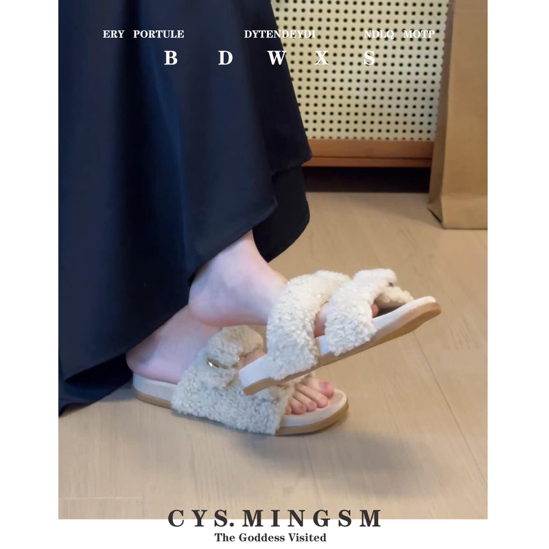 One-Strap Platform Birkenstock-Style Slippers with Thick Soles, Lamb Wool Slippers for Women, Outdoor Wear, 2026 New Winter Furry Cotton Slippers One-Strap Platform Birkenstock-Style Slippers with Thick Soles, Lamb Wool Slippers for Women, Outdoor Wear, 2026 New Winter Furry Cotton Slippers