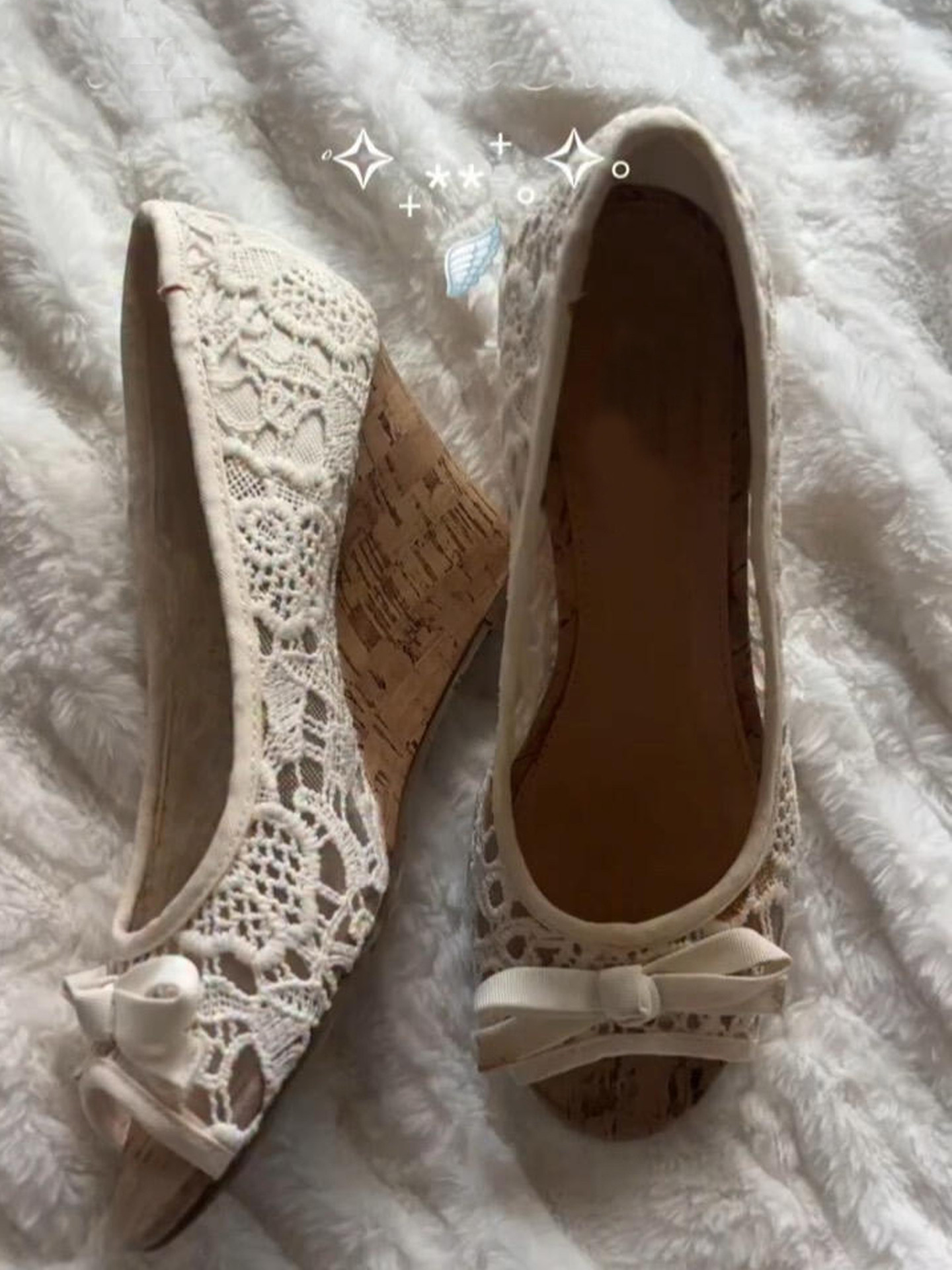 Vintage Lace Bow Fish-Mouth Wedge High Heels Women's 2026 New Summer Sandals Mesh Breathable Single Shoes