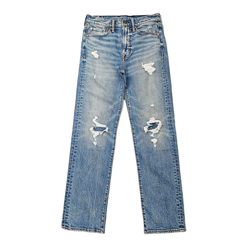 Aeo American Eagle New Autumn Slim Straight Blue Ripped Jeans Export American Style Tall Men's Pants