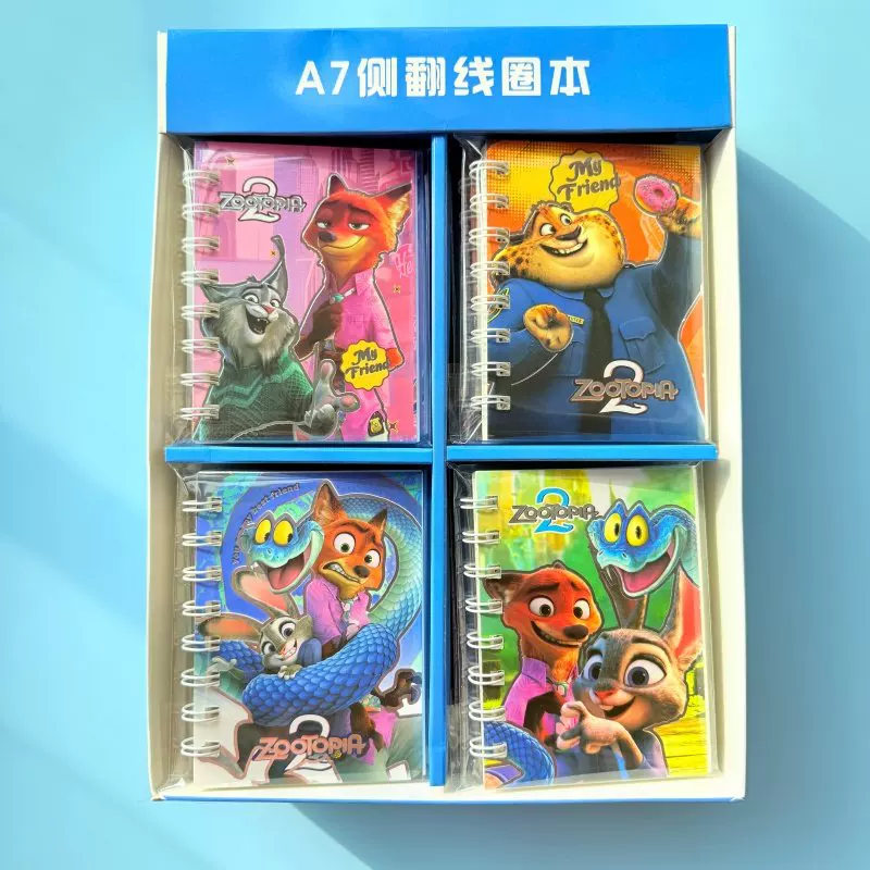 Laptop with animals, handheld pocket notebook for students