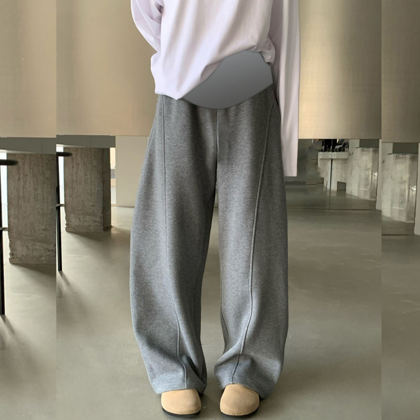 Maternity pants for spring, autumn and winter, loose casual and versatile fashion wide-leg floor-size scimitar sports sweatpants trendy