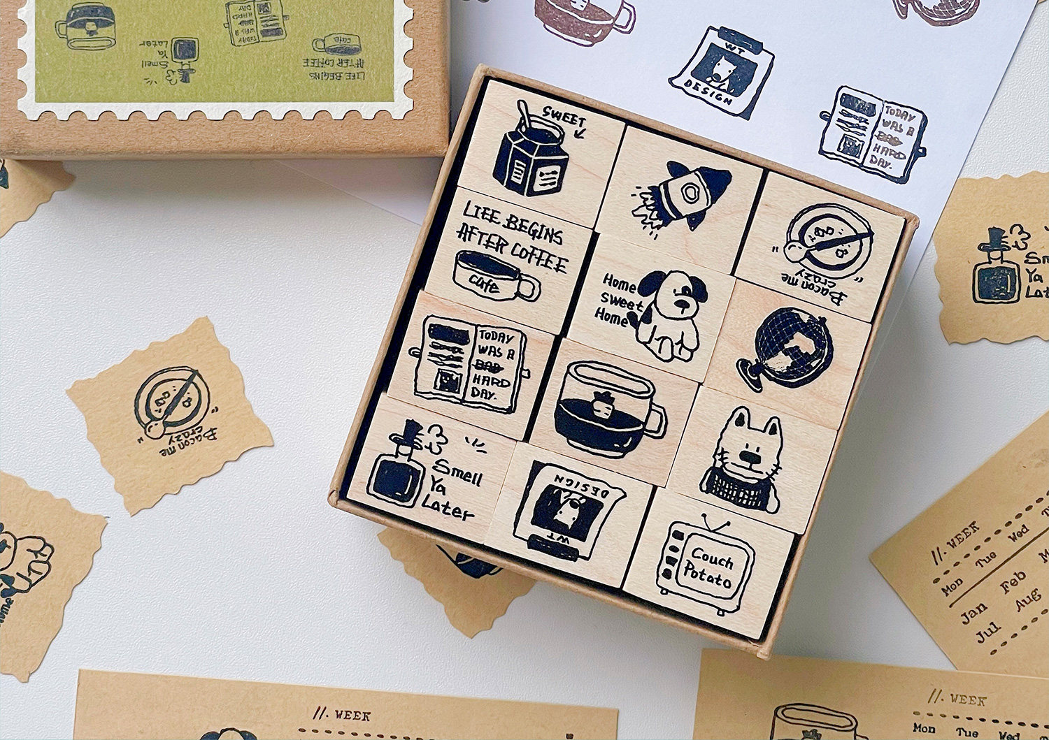 Japanese Wooden Planner Stamp: Slow-Print Wood Design - Product image 8