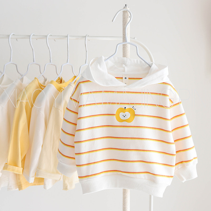 Hong Kong children's casual tops spring and autumn tide 1-4 years old boys' Western style bottoming shirts striped spring tops infant children's clothing