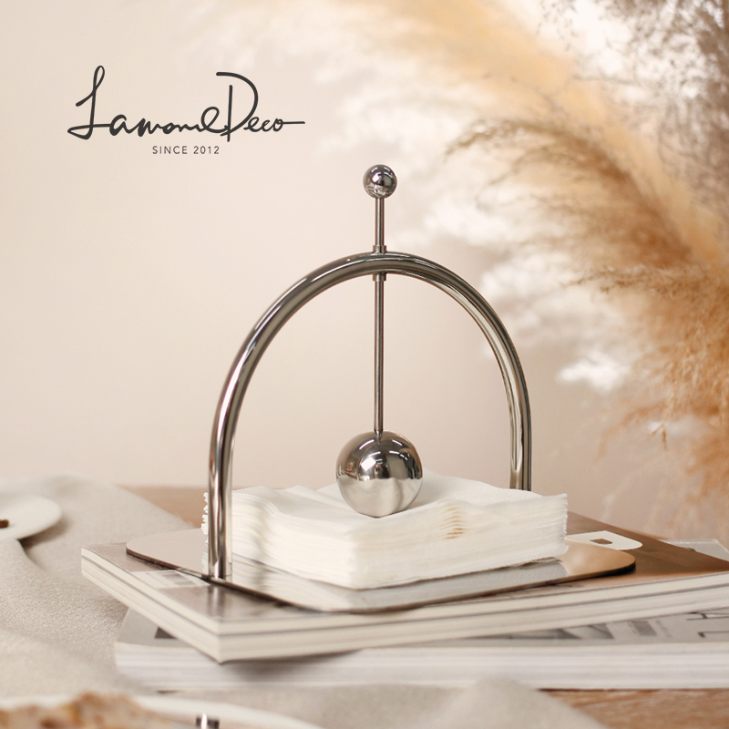 LamomeDeco Light Lavish Stainless Steel Fixed Point Paper Towel Holder Tissue Box Cramp-Like Board Room Soft-mounted Home Pendulum-Taobao