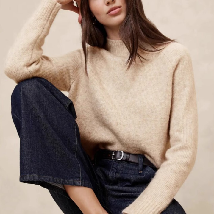 Banana Republic Banana Republic 24 Autumn and Winter Half Turtleneck Brushed Thick Loose Sweater for Women in Stock