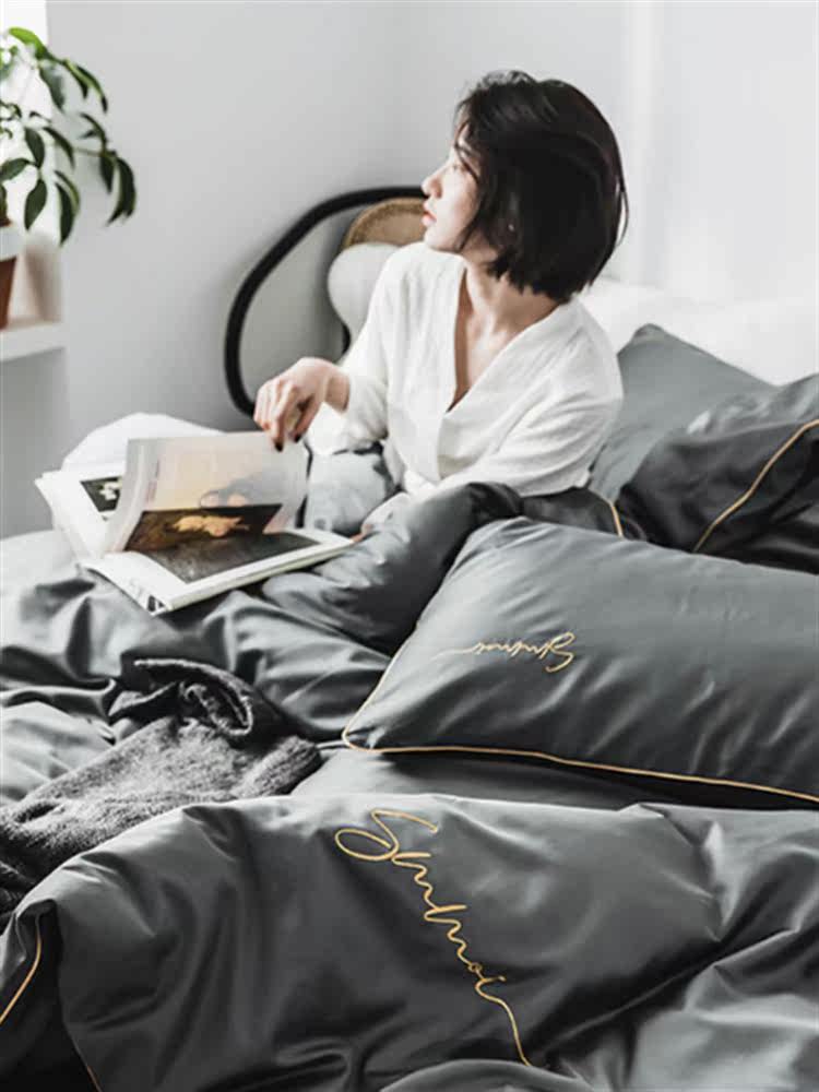 Mengjie Home Textiles Xinjiang Long-staple Cotton Satin Four-piece Group Cotton Pure Cotton Sheets Quilt Covers European-style Luxury High-end