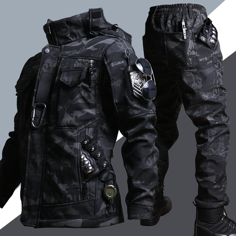 Camouflage Workwear Suit for Men, Winter Fleece-Lined Tactical Jacket, Wear-Resistant Workwear Coat, Warm Labor Protection Clothing Camouflage Workwear Suit for Men, Winter Fleece-Lined Tactical Jacket, Wear-Resistant Workwear Coat, Warm Labor Protection Clothing