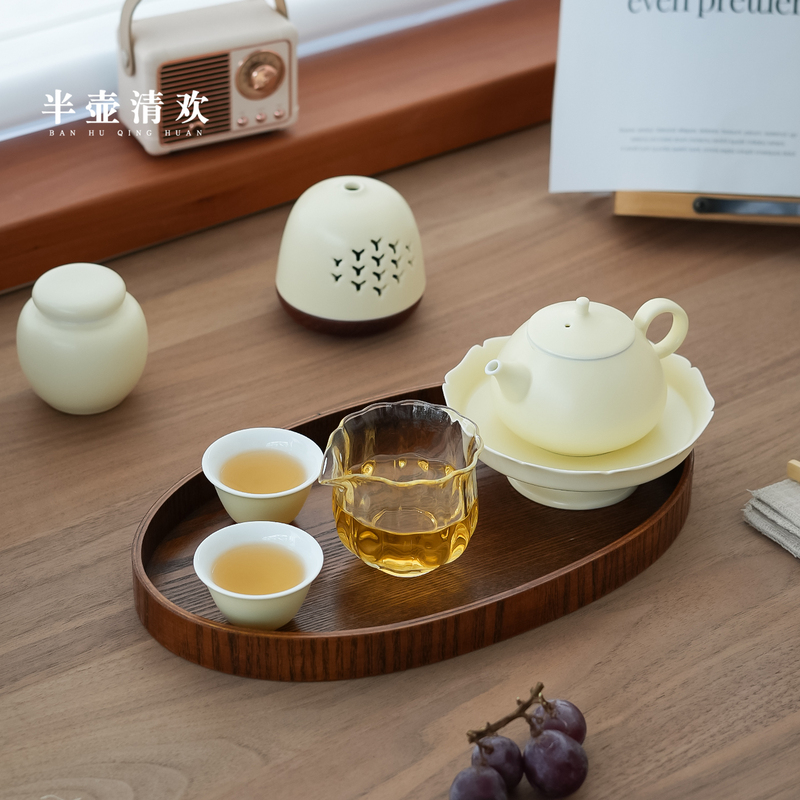 Half a Pot of Serenity Ceramic Cream Yellow Kung Fu Tea Set for Home Use, Modern and High-End Afternoon Tea Teapot and Teacups Half a Pot of Serenity Ceramic Cream Yellow Kung Fu Tea Set for Home Use, Modern and High-End Afternoon Tea Teapot and Teacups
