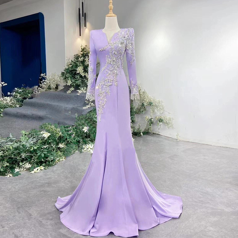 Purple Evening Dress for Host, Dignified and Elegant, with Sequins, Heavy Craftsmanship, High-End Feel, Suitable for Banquets, Art Exams, Vocal Solo Performances
