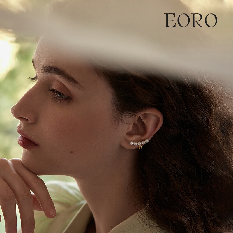 EORO pearl ear clips women without ear holes early spring earrings high-end small French light luxury ear bone clip ear hanging earrings