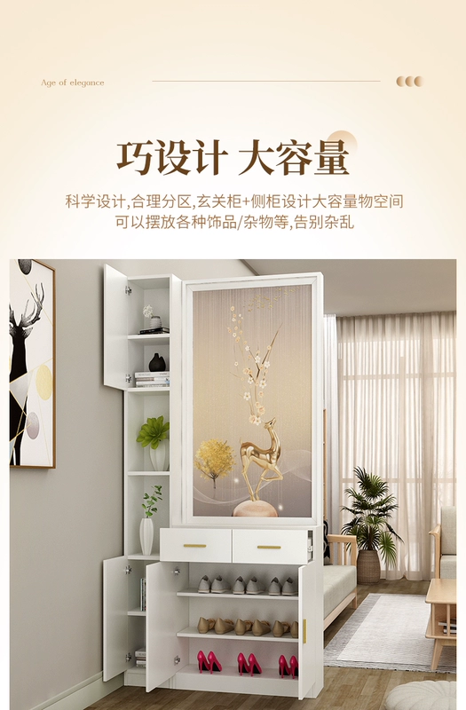 khung bảo vệ cửa sổ đẹp Vách ngăn bình phong phòng khách đơn giản hiện đại cửa ra vào kệ gỗ nguyên khối 2 mặt tủ rượu đối diện với cửa ra vào tủ khung cửa gỗ đẹp