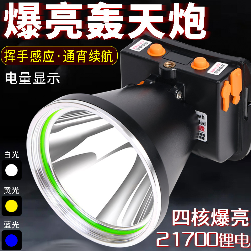 Induction Headlight, Strong Light Charging, Ultra-Bright Head-Mounted Outdoor Flashlight, Miner's Lamp, Special Battery Life for Fishing, Ultra-Long Battery Life