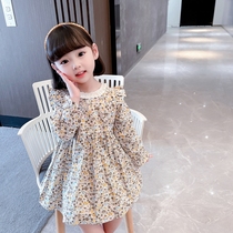 Girls skirt Autumn loaded with pure cotton one-piece dress 2022 new children round collar flying sleeves baby spring autumn princess dress