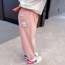 Girl Sports Wear Pants Spring Autumn Outside Wearing Loose Baby Sports Pants Children Foreign Air Casual Pants Autumn Clothing Pants Outside