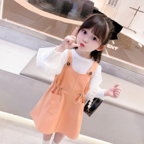 Girl Braces Skirt Spring Autumn Clothing Children Suit 2022 Spring Dress New One-piece Dress Baby Foreign Air Skirt Two Sets